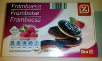 Biscuits fourrés à la framboise et nappé de chocolat