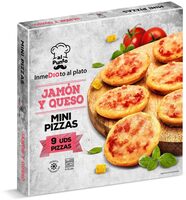 Mini pizzas jamón y queso