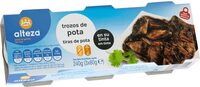 Trozos de pota en su tinta