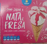 Cono sabor a nata y fresa