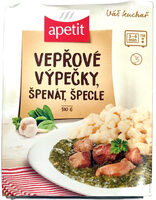Vepřové výpečky, špenát, špecle