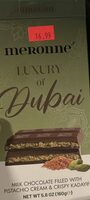 Luxury Of Dubai Milk Chocolate Filled With Pistachio Cream And Crispy Kadayif