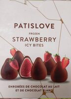 Frozen strawberry bites enrobées de chocolat au lait et de chocolat blanc