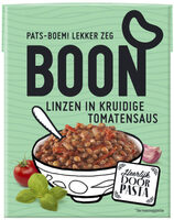 Linzen in  kruidige tomatensaus