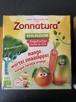 Biologische knijpfruitjes mango wortel sinaasappel