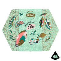 LIPTON Coffret En Métal Thés Biologiques Assortiment de 7 Thés Aromatisés & Non-Aromatisés 1 boite, 48 Sachets Pyramides
