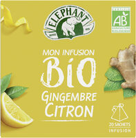 Elephant Mon Infusion Bio Gingembre Citron 20 Sachets Pyramid®