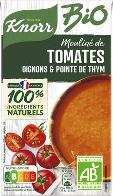 Knorr Soupe Liquide Bio Mouliné de Tomates, Oignons et Pointe Thym 1L