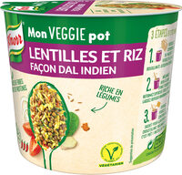 Knorr Mon Veggie Pot Plat Déshydraté Lentilles et Riz façon Dal Indien Végétarien 76g