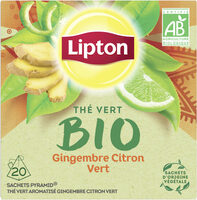 Lipton Thé Vert Bio Gingembre Citron-Vert Bio 20 Sachets Pyramid®