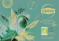 Lipton Assortiment Bio avec Mug Réutilisable en Bambou 6 Thés Noirs & Verts Aromatisés 48 Sachets Pyramid®