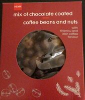 Mix of chocolate coated coffee beans and nuts