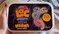 Neon worms gummy candy