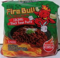 Fire Bull Stir-Fried Ramen Jjajang Black Bean Paste 4 Pack