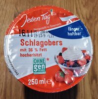Schlagobers mit 36 % Fett ultrahocherhitzt