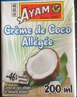 Crème de coco allégée